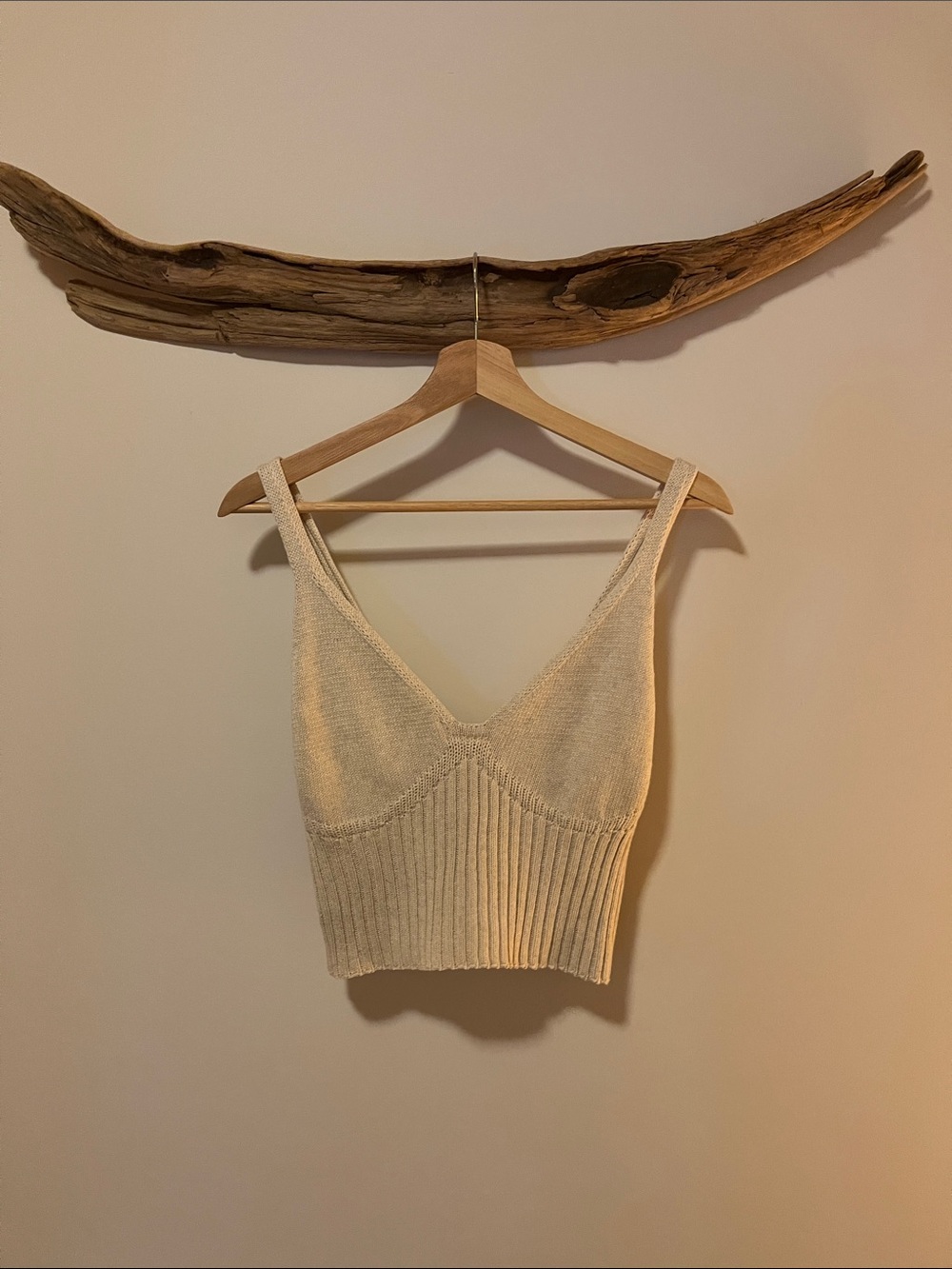 KOTN Cream Knit Crop Tank Top